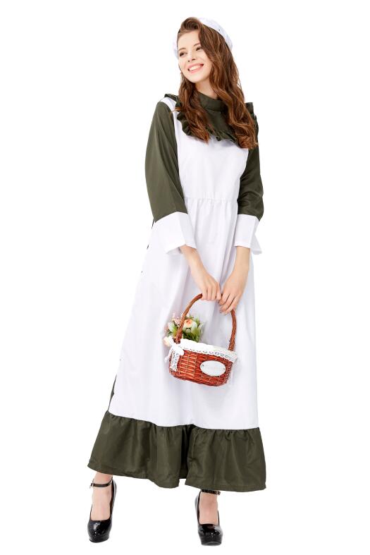 F1935 Traditional Housemaid Long Dress Adult Cosplay Party Costume